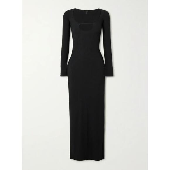 SKIMS Soft Lounge Long Sleeve Keyhole Dress - M Onyx - Picture 3 of 4